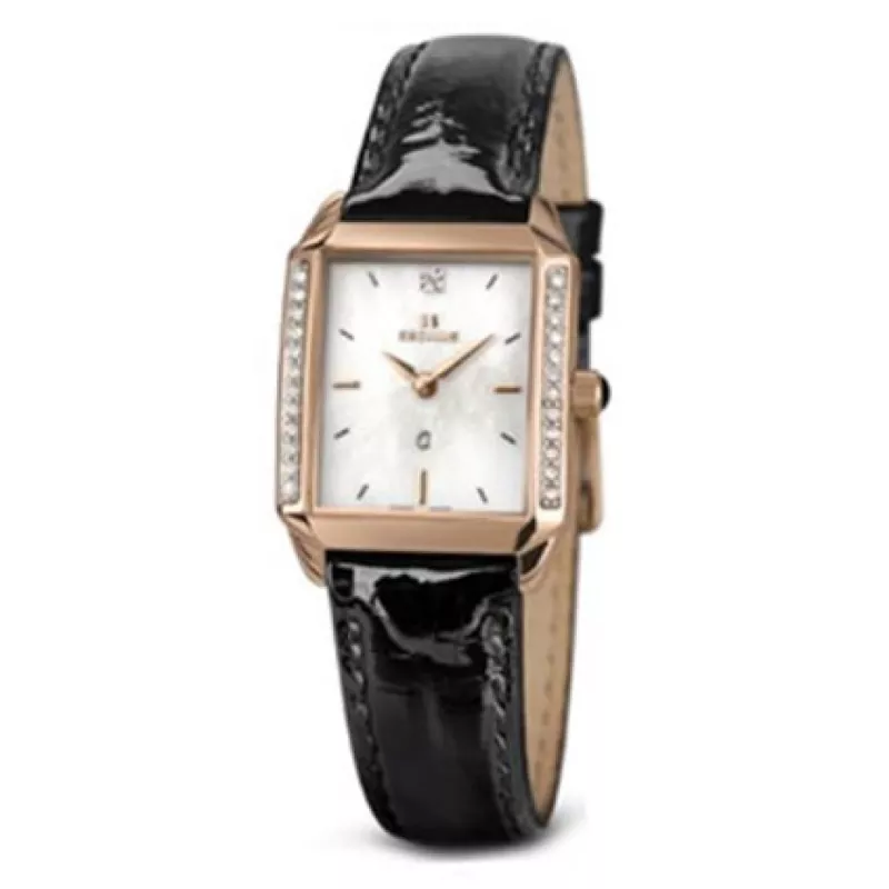 1676.2.762 mop, pvd-r swarovski stones, black leather Швейцарський годинник Seculus