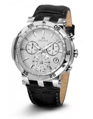 1682-2-503 white, ss, black leather Швейцарський годинник Seculus