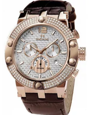 4490-2-503 white, pvd-r stones, brown leather Швейцарський годинник Seculus