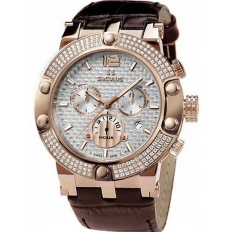 4490-2-503 white, pvd-r stones, brown leather Швейцарський годинник Seculus