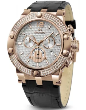 4490-2-503 white, pvd-r stones, black leather Швейцарський годинник Seculus