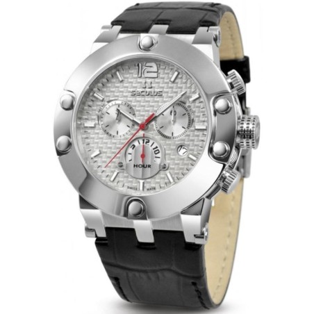 4490-2-503 white, ss, black leather Швейцарський годинник Seculus