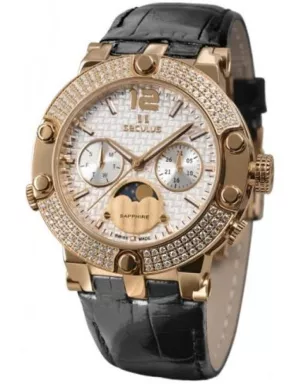 1690-5-706 white, pvd-r with stones, black leather Швейцарський годинник Seculus