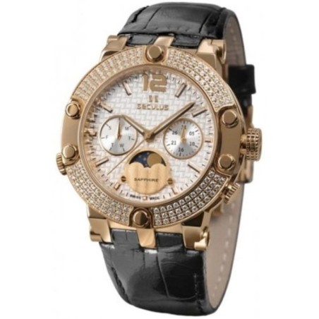 1690-5-706 white, pvd-r with stones, black leather Швейцарський годинник Seculus