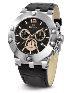 4490-2-503 black-rose, ss, black leather Швейцарський годинник Seculus