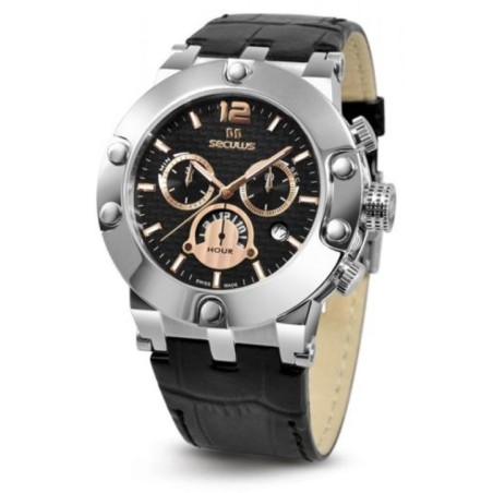 4490-2-503 black-rose, ss, black leather Швейцарський годинник Seculus