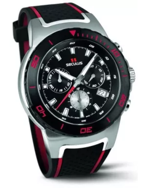 4488-2-503 black, ss tr-ipb red, silicon black red Швейцарський годинник Seculus