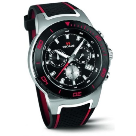 4488-2-503 black, ss tr-ipb red, silicon black red Швейцарський годинник Seculus