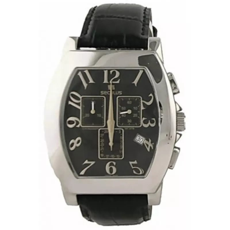 4469-1-816 ss case, black dial, black leather Швейцарський годинник Seculus