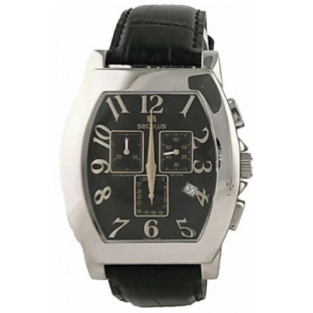 4469-1-816 ss case, black dial, black leather Швейцарський годинник Seculus