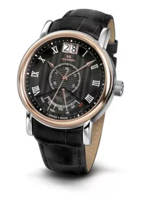4506-3-7003 black, ss-r, black leather Швейцарський годинник Seculus