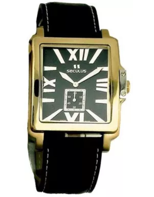4492-1-1069 black-gilt, pvd, black leather Швейцарський годинник Seculus