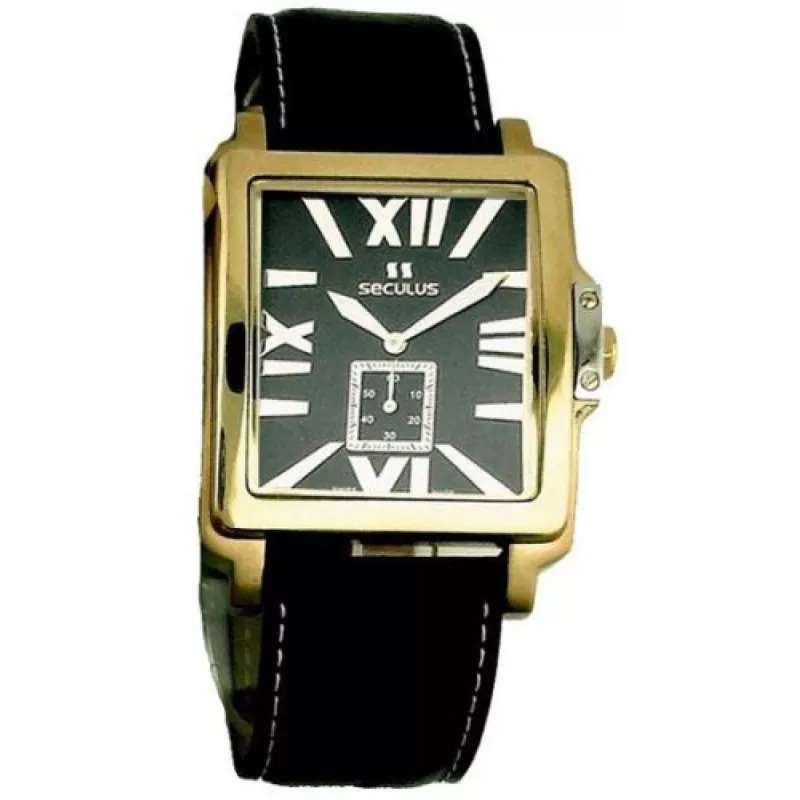 4492-1-1069 black-gilt, pvd, black leather Швейцарський годинник Seculus