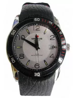 4487-2-715 white, ss tp-b red tracks, black red leather Швейцарський годинник Seculus