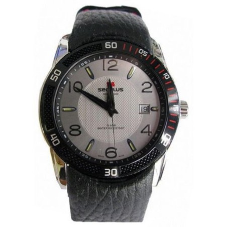 4487-2-715 white, ss tp-b red tracks, black red leather Швейцарський годинник Seculus