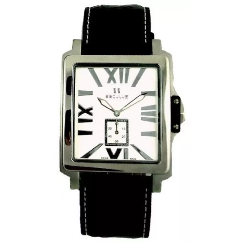 4492-1-1069 stainless-b, ss, black leather Швейцарський годинник Seculus