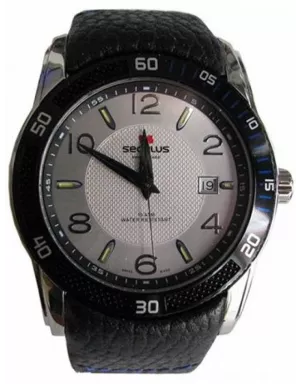 4487-2-715 white, ss tr-b blue tracks, black blue leather Швейцарський годинник Seculus