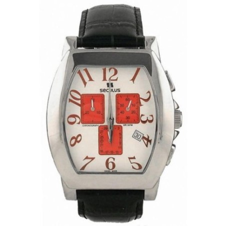 4469-1-816 ss case, white with red eyes dial, black leather Швейцарський годинник Seculus