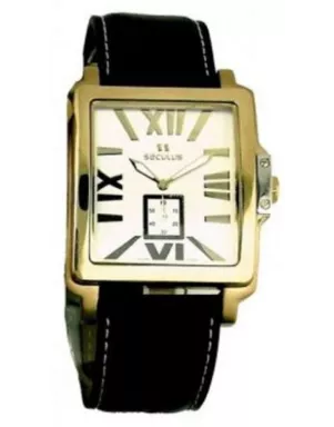 4492-1-1069 stainless-gilt, pvd, black leather Швейцарський годинник Seculus