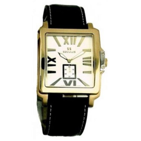 4492-1-1069 stainless-gilt, pvd, black leather Швейцарський годинник Seculus