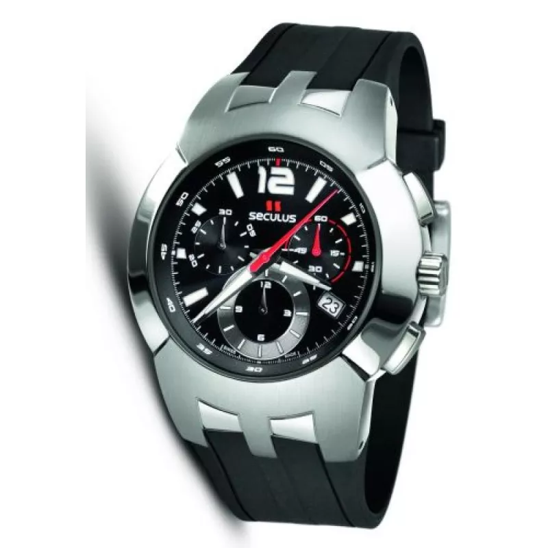 4489-2-503 black, ss, silicon black Швейцарський годинник Seculus