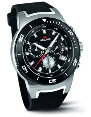 4488-2-503 black, ss tr-ipb silver, silicon black Швейцарський годинник Seculus