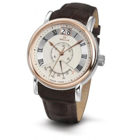 4506-3-7003 white, ss-r, brown leather Швейцарський годинник Seculus