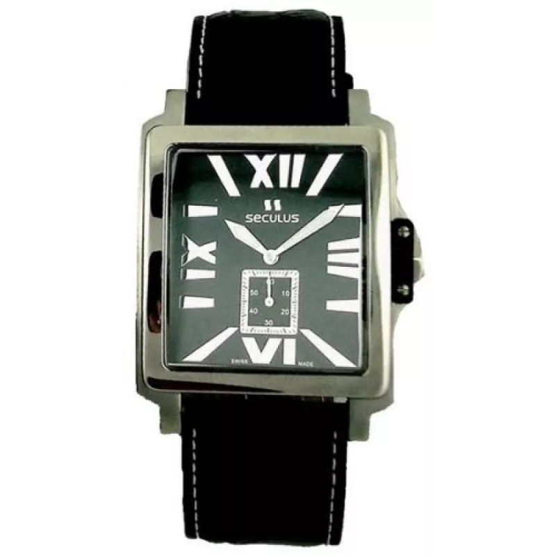4492-1-1069 black-n, ss, black leather Швейцарський годинник Seculus