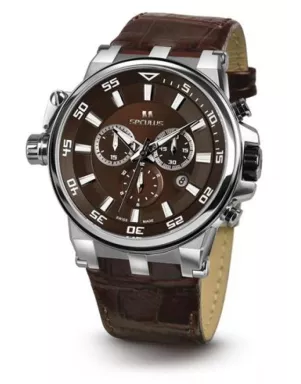 4510.5.503D brown, ss, brown leather Швейцарський годинник Seculus