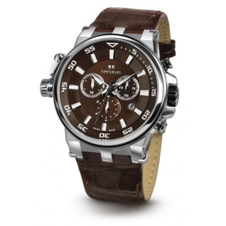 4510.5.503D brown, ss, brown leather Швейцарський годинник Seculus