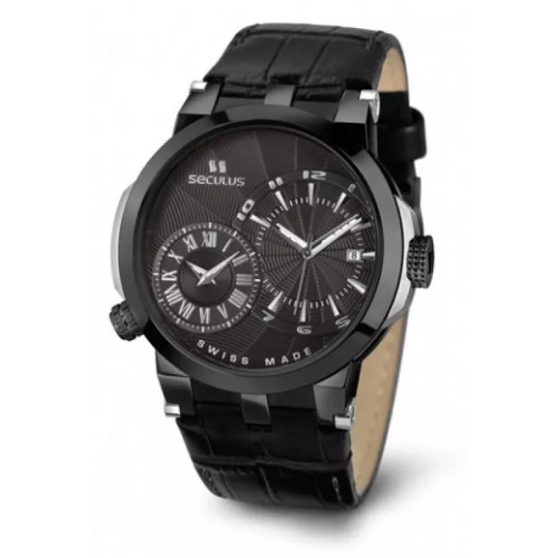4511-5-775-751 black, ipb, black leather Швейцарський годинник Seculus