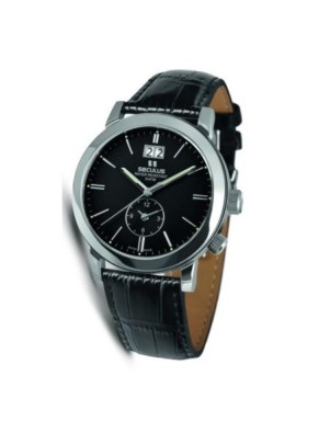 9537-1-620 black, ss, black leather Швейцарський годинник Seculus