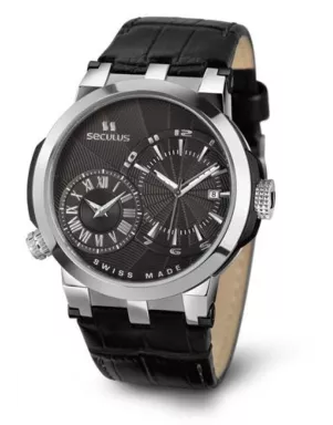 4511-5-775-751 black, ss, black leather Швейцарський годинник Seculus