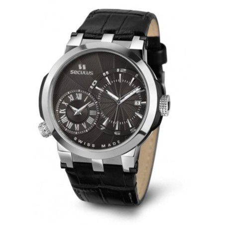 4511-5-775-751 black, ss, black leather Швейцарський годинник Seculus