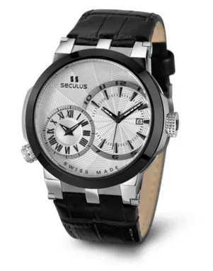 4511-5-775-751 white, ss-ipb, black leather Швейцарський годинник Seculus