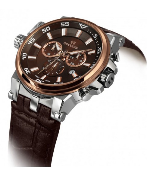 Часы Seculus 4510.5.503D brown, ss, brown leather