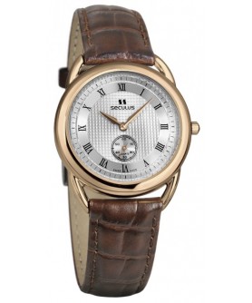 Seculus 1653.2.106 pvd-r case, white dial, brown leather