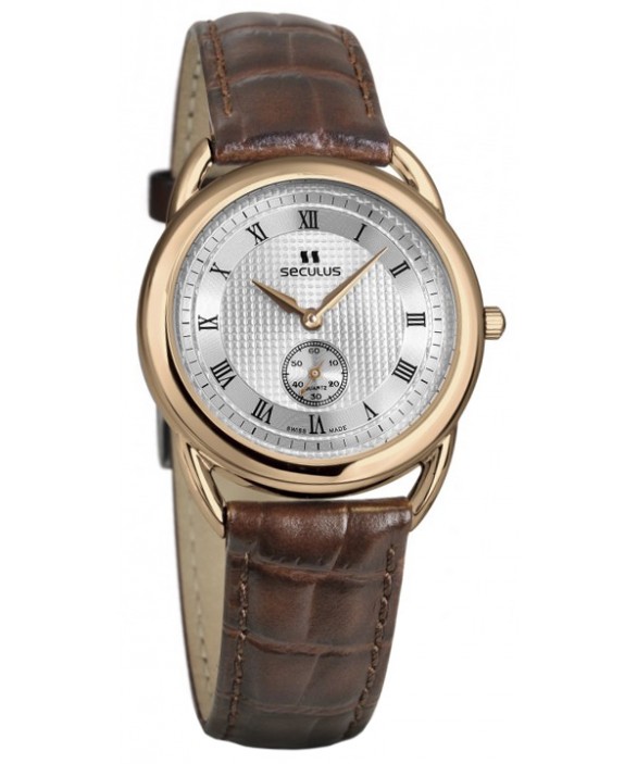 Часы Seculus 1653.2.106 pvd-r case, white dial, brown leather
