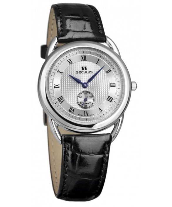 Часы Seculus 1653.2.106 ss case, white dial, black leather