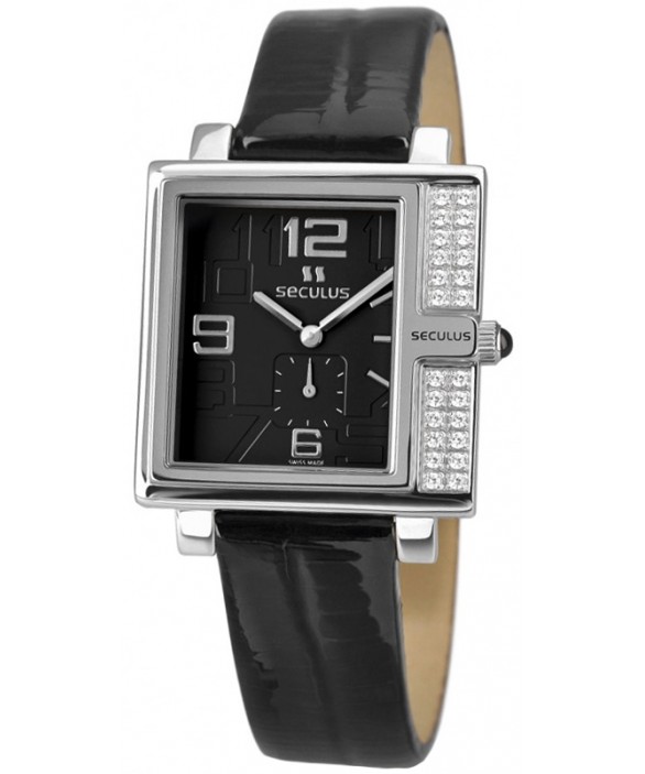 Часы Seculus 1670.2.1064 black, ss-cz, black leather
