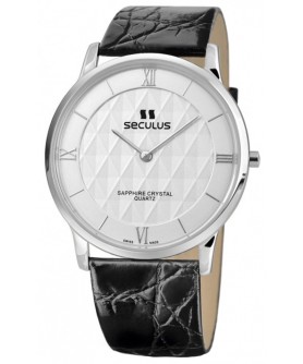 Seculus 4455.1.106 white, ss, black leather