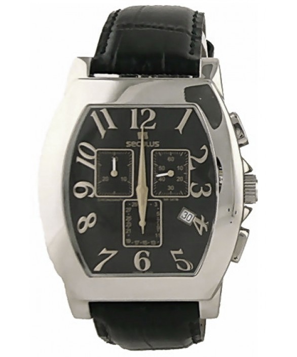 Часы Seculus 4469.1.816 ss case, black dial, black leather