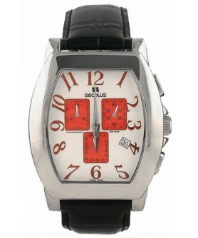 Seculus 4469.1.816 ss case, white with red eyes dial, black leather