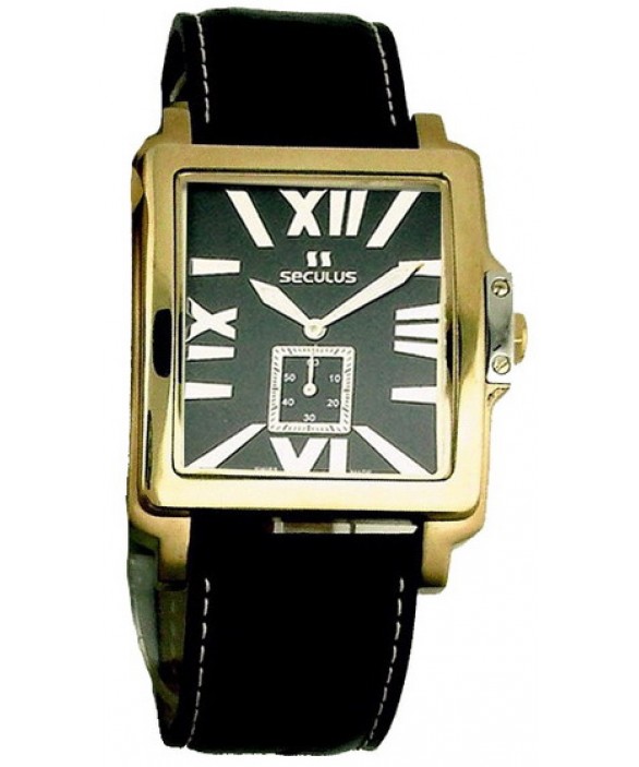 Часы Seculus 4492.1.1069 black-gilt, pvd, black leather
