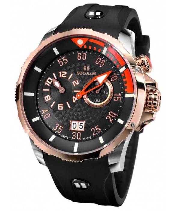Часы Seculus 4505.3.422 black-orange, ss-r, black silicon