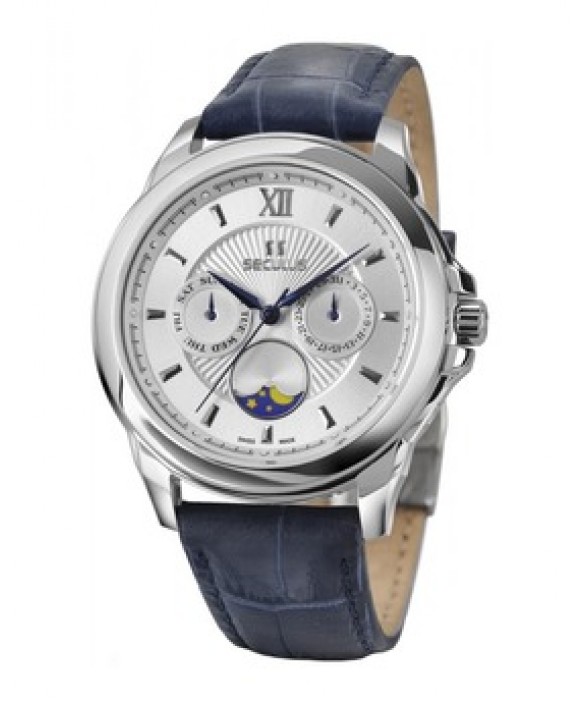 Часы Seculus 1004G.4.706 white, ss, blue leather